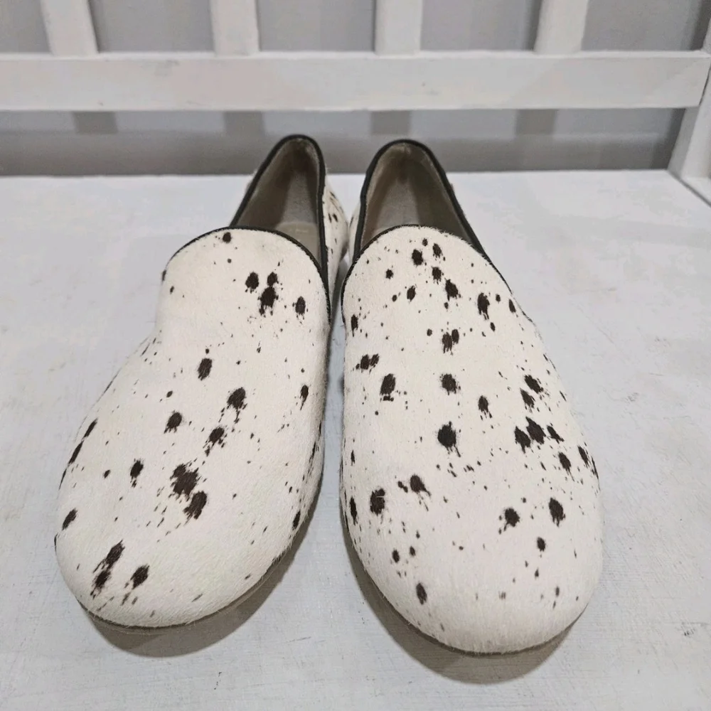 Toms Womens Darcy Canvas Birch Spotted Cow Slip On Loafers 10015791 Size 8.5